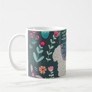 Caneca De Café Lama Floral: Portas Desenhadas À Mão Vintage