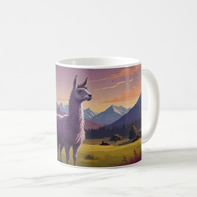 Caneca De Café lama roxa giro (Frente Esquerda)