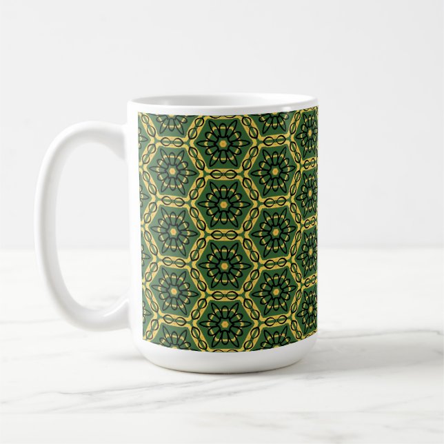 Caneca De Café Lama Verde Dourada Elegante (Esquerda)
