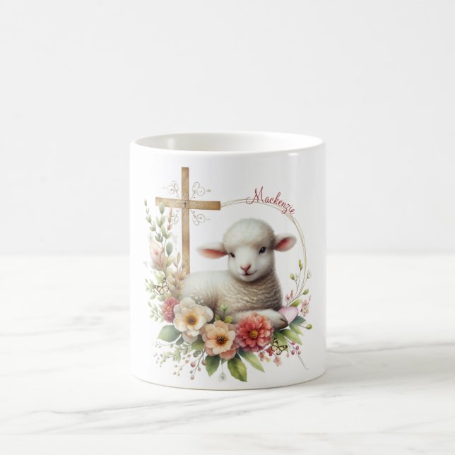 Caneca De Café Lamas de Páscoa de Aquarela Personalizadas (Centro)