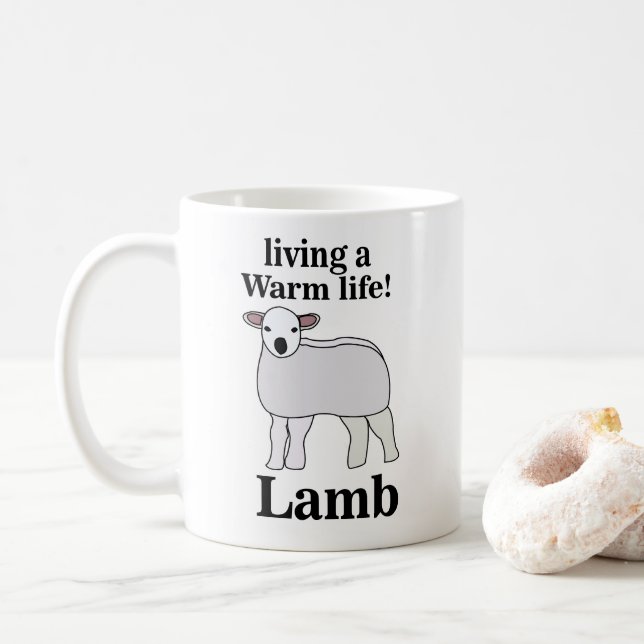Caneca De Café Lamb Vivendo Uma Lâmpada Quente Engraçada (Com Donut)