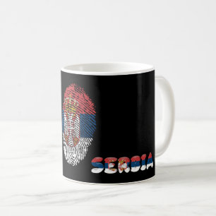 Caneca De Café Lâmina de café com bandeira tocada sérvia
