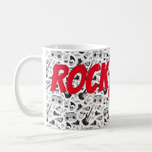 Caneca De Café Lâmina Rock & Roll - vermelho e preto - personaliz