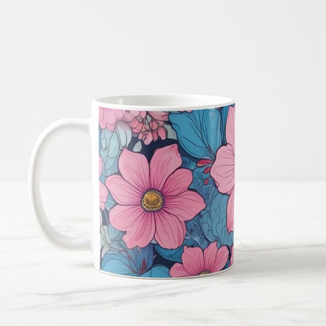 Caneca De Café Lâmina rosa e azul (Esquerda)