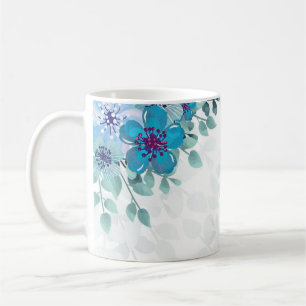 Caneca De Café Lâmpada branca com flor azul