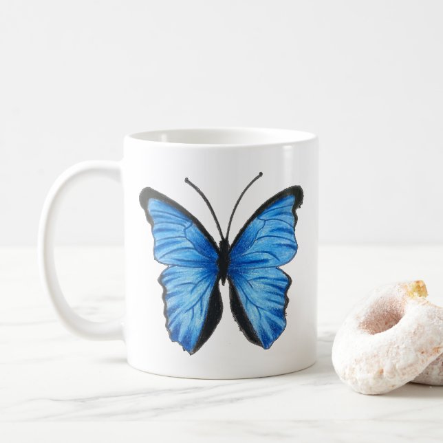 Caneca De Café Lâmpada de chá azul borboleta (Com Donut)