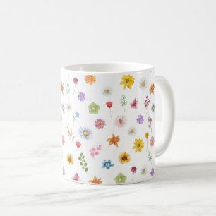 Caneca De Café Lâmpadas de flores silvestres coloridas e vibrante