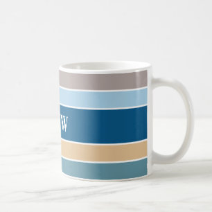 Caneca De Café Lâmpadas de monograma personalizadas com faixas ná