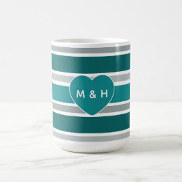Caneca De Café Lâmpadas de monograma personalizadas com stripes e
