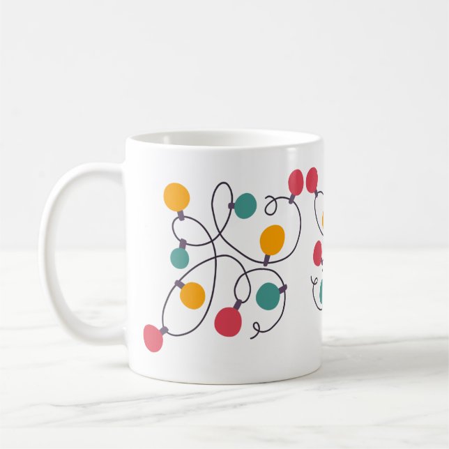 Caneca De Café Lâmpadas de Natal Jumbled (Esquerda)