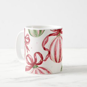 Caneca De Café Lâmpadas de Natal Vermelhas Verdes Fitas