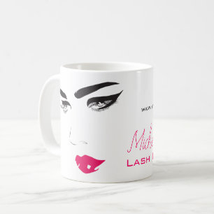 Caneca De Café Lâmpadas longas de face lábios cor-de-rosa Exten