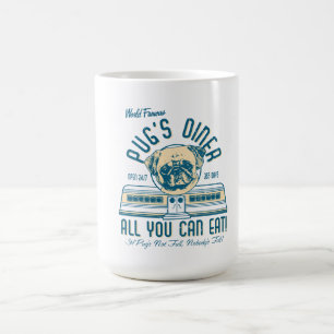 Caneca De Café Lâmpadas Retro de 50 de Jantar Pug's