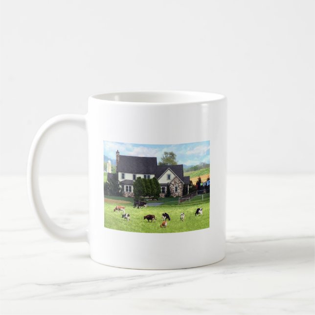 Caneca De Café Lancaster PA - Fazenda com Vacas no Pasto (Esquerda)