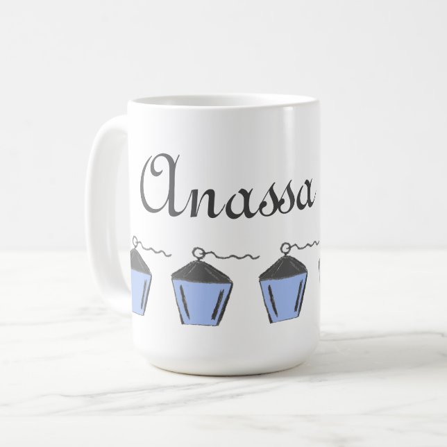 Caneca De Café Lanterna azul clara Anassa kata Mug Bryn Mawr (Frente Esquerda)