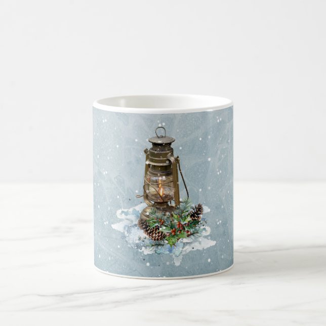Caneca De Café Lanterna de Natal na Neve (Centro)