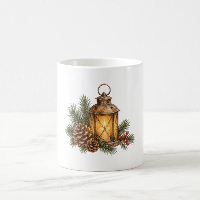 Caneca De Café Lanterna de Vela e Ramos de Pinheiro (Centro)