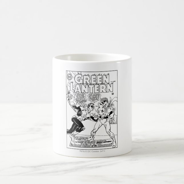 Caneca De Café Lanterna Verde no anel, Preto e Branco (Centro)