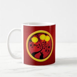 Caneca De Café Lanternas de Coelho do Ano Novo Chinês Elegante