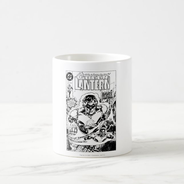 Caneca De Café Lanternas Verdes Voando, Preto e Branco (Centro)
