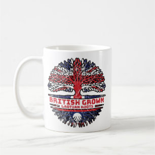 Caneca De Café Laos Laociano Reino Unido Raízes de Árvore Britâni