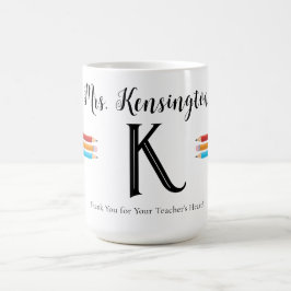 Caneca De Café Lápis Amarelos Vermelhos Azuis Monogramas