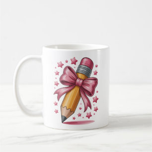 Caneca De Café Lápis Coquete Laço Agradecimento aos Professores E