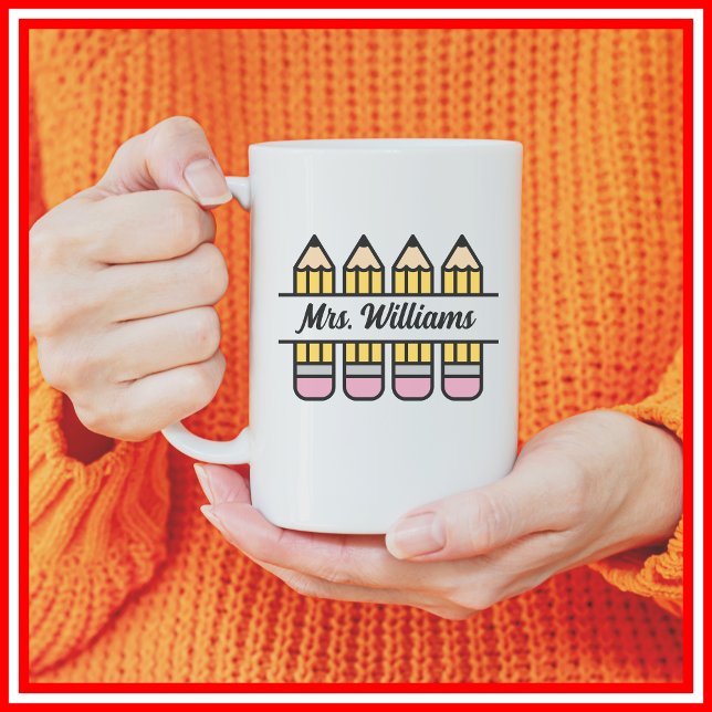 Caneca De Café Lápis De Professora De Volta À Apreciação Escolar (Criador carregado)