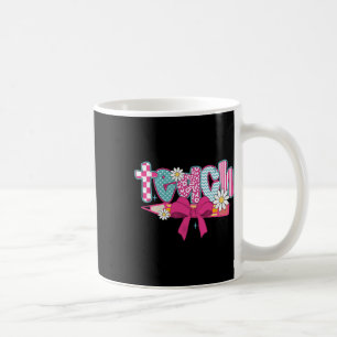Caneca De Café Lápis de Professora Xadrez Retro Laço Coquete de V