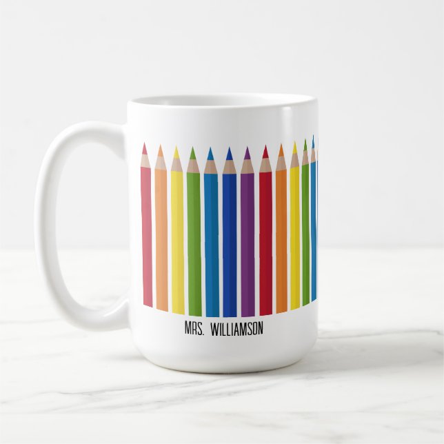 Caneca De Café Lápis de Professores Coloridos (Esquerda)