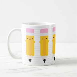 Caneca De Café Lápis Kawaii Felizes