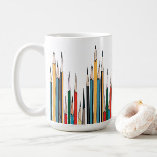 Caneca De Café Lápis Lápis Colorido