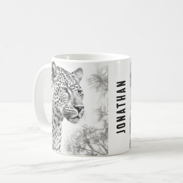 Caneca De Café Lápis-Leopardo Africano (Frente Esquerda)