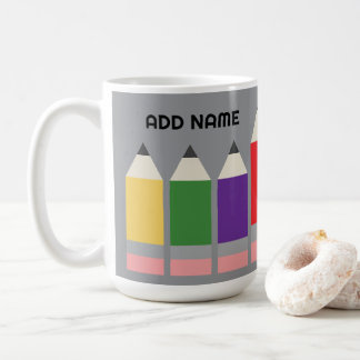 Caneca De Café Lápis Moderno com Nome do Professor