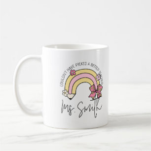 Caneca De Café Lápis Retro Groovy Arco-íris Agradecimento ao Prof