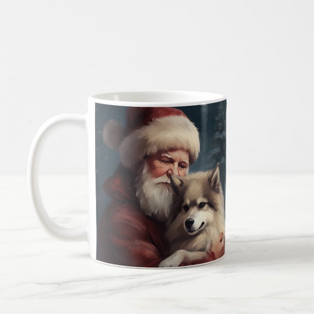 Caneca De Café Lapphund Santa Claus Festivo (Esquerda)