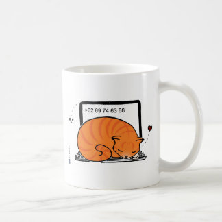 Caneca De Café Laptop Cat Bed (Orange Tabby)
