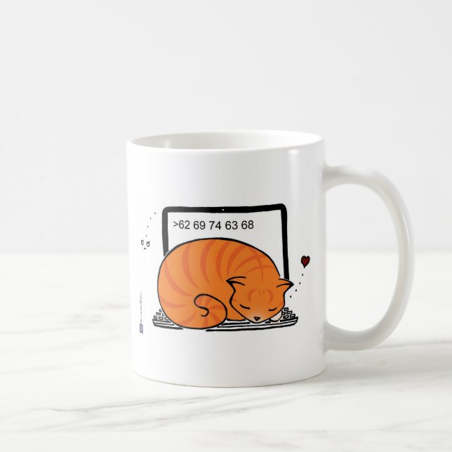 Caneca De Café Laptop Cat Bed (Orange Tabby) (Direita)