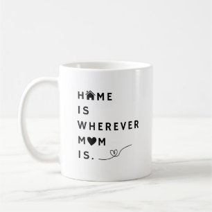 Caneca De Café Lar é Onde a Mamãe Está – Presente para Mamãe
