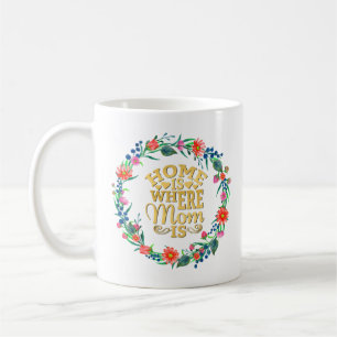 Caneca De Café Lar é Onde a Mamãe Está Presente para o Dia das Mã