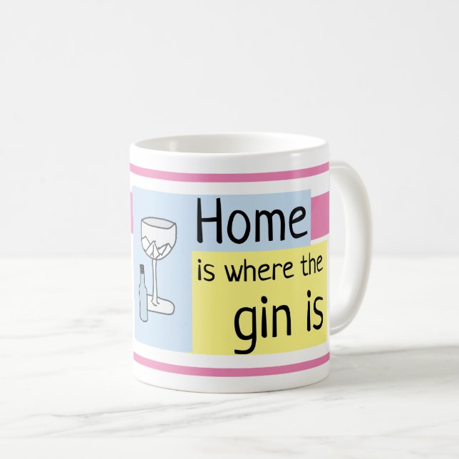Caneca De Café Lar é onde está o gin, gin e tônico, seu nome (Frente Esquerda)