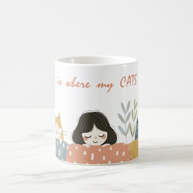 Caneca De Café Lar é onde meus GATOS estão bonitos (Centro)