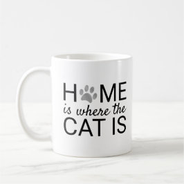 Caneca De Café Lar é Onde o Gato Está Impressões de Pata em Folha
