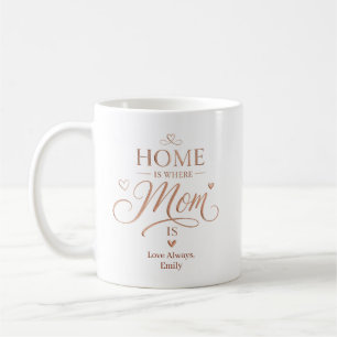 Caneca De Café Lar Personalizado Onde a Mamãe Está Tipografia em