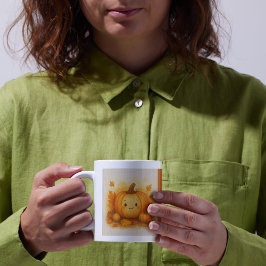 Caneca De Café Laranja Aconchegante Vibrações de Outono Folhas de
