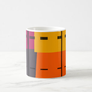 Caneca De Café Laranja Amarelo, Cinza, Abstrato