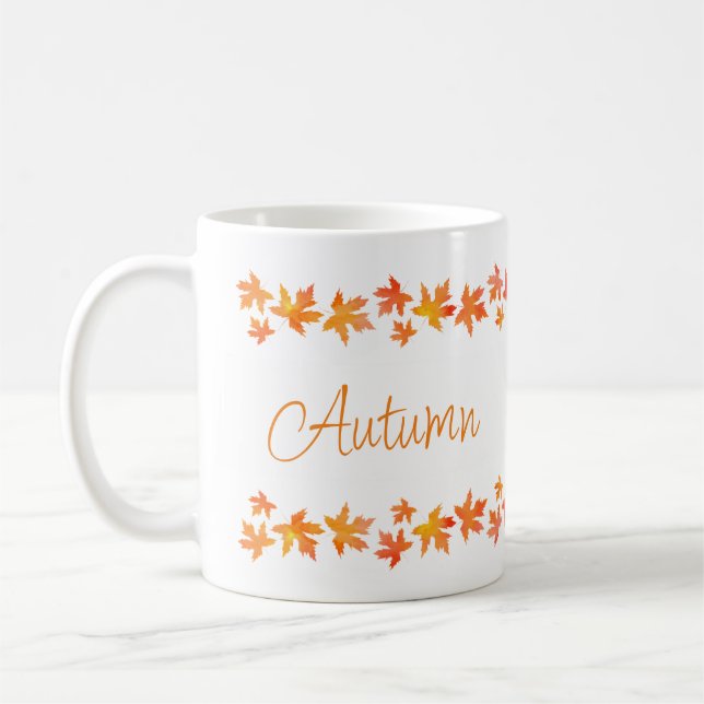 Caneca De Café Laranja Amarelo Mapeador de Aquarela Deixa Garland (Esquerda)