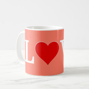 Caneca De Café Laranja AMOR e Coração Elegante Romântico