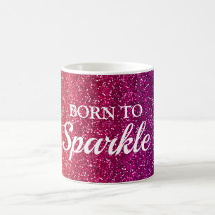 Caneca De Café Laranja Brilhante e Glitter Roxo Nascida para Bril