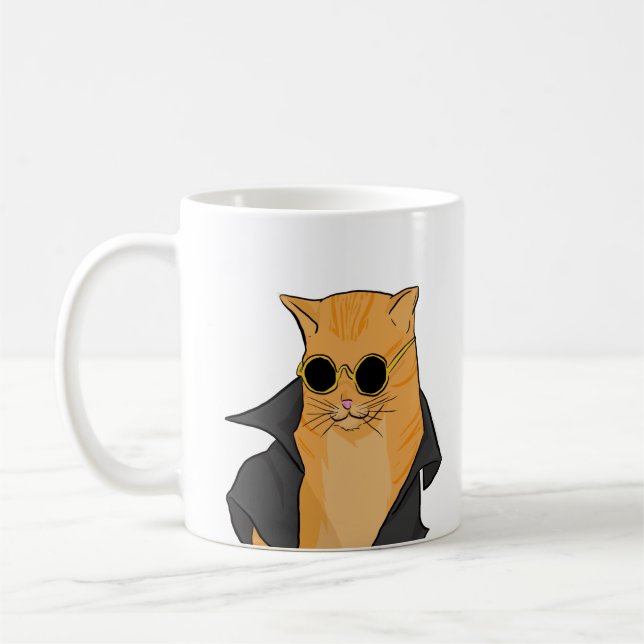 Caneca De Café Laranja Cat com óculos de sol Mug (Esquerda)